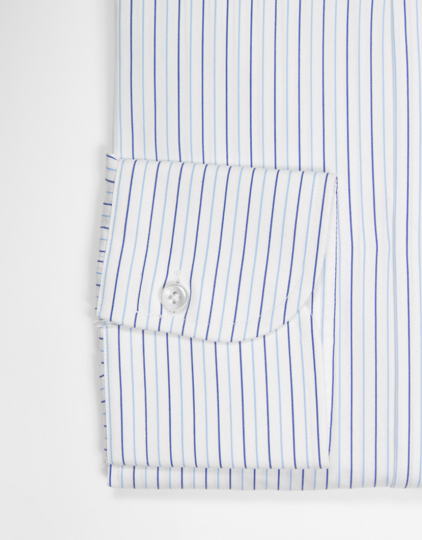 Patrick Hellmann Collection White Shirt With Alternating Light And Blue Stripes image